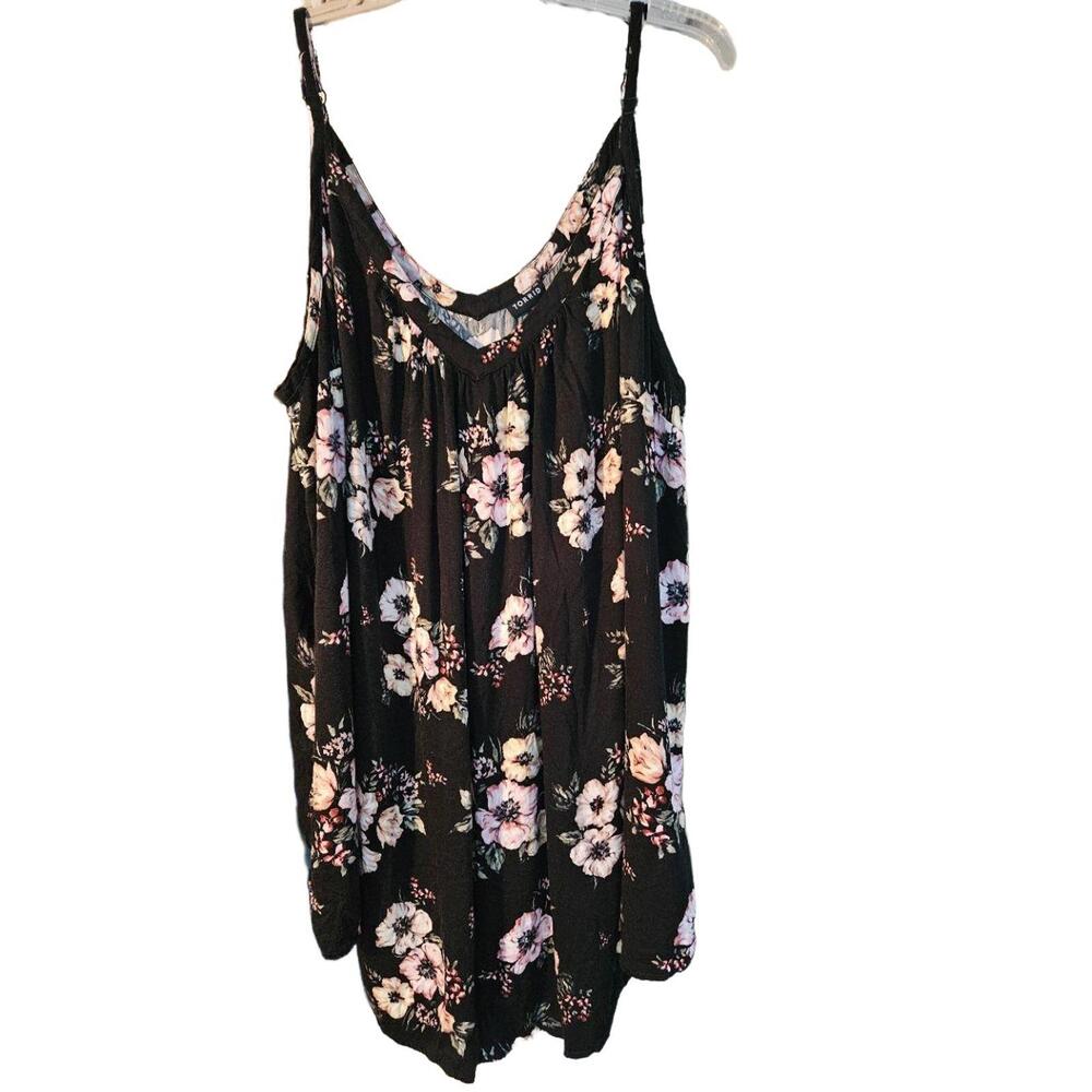 TORRID‎ Womens Plus Size Camisole Black Pink Floral Adjustable Spaghetti Strap